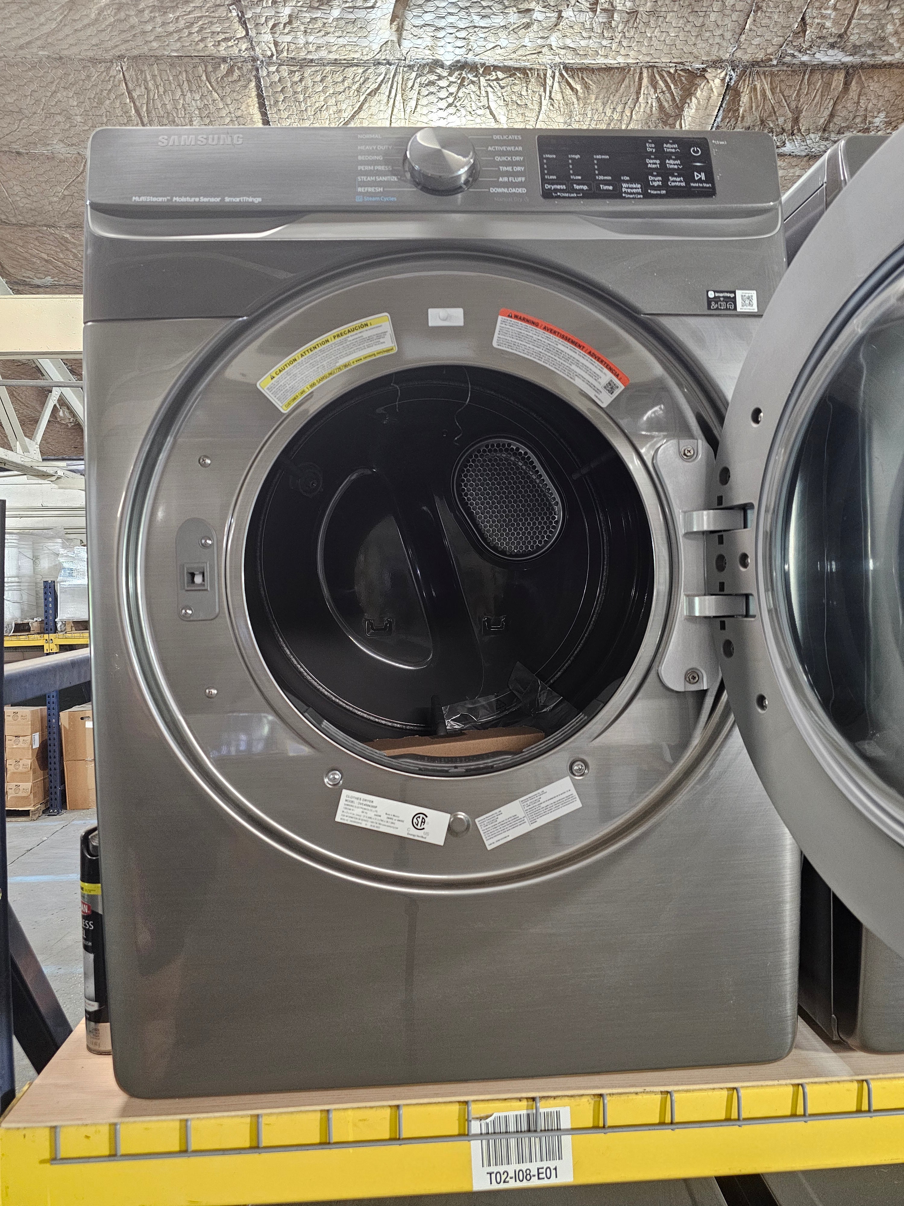 Samsung - 7.5 Cu. Ft. Stackable Smart Electric Dryer with Steam Sanitize+ - Platinum